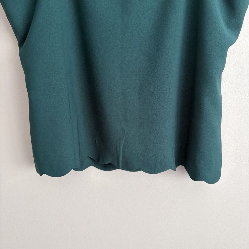 J Crew Womens Green Cami Tank Top Adjustable Blouse Scalloped Hem Size 12 - Picture 7 of 8